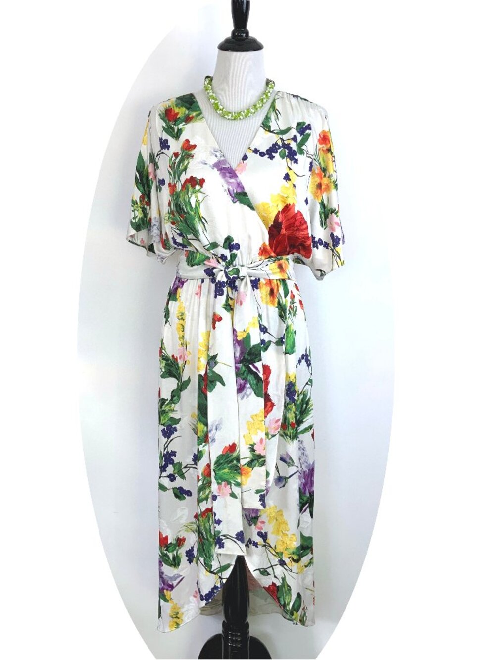 Alice + Olivia Clarine Wildflower Print Wrap Dress Sz 8 - Picture 3 of 16